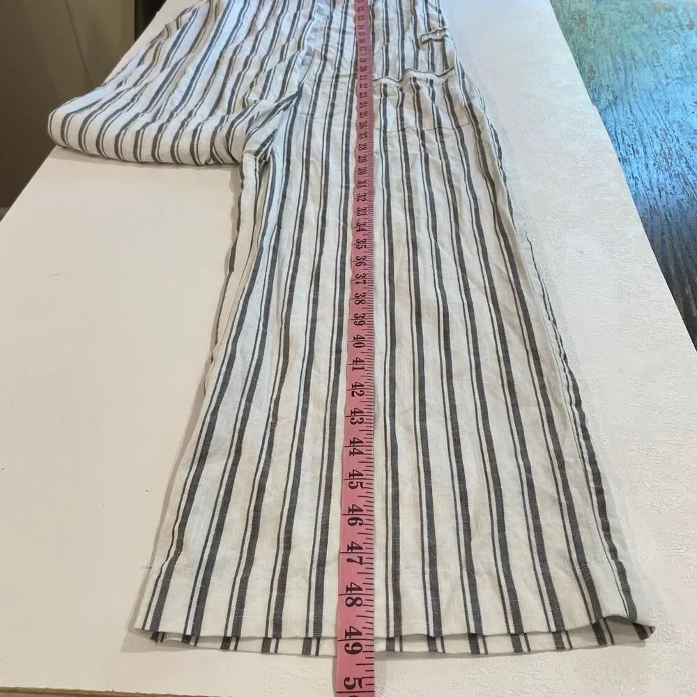 Marine Layer Striped Wide Leg Jumpsuit Overalls Size S Coastal Boho - Picture 7 of 9